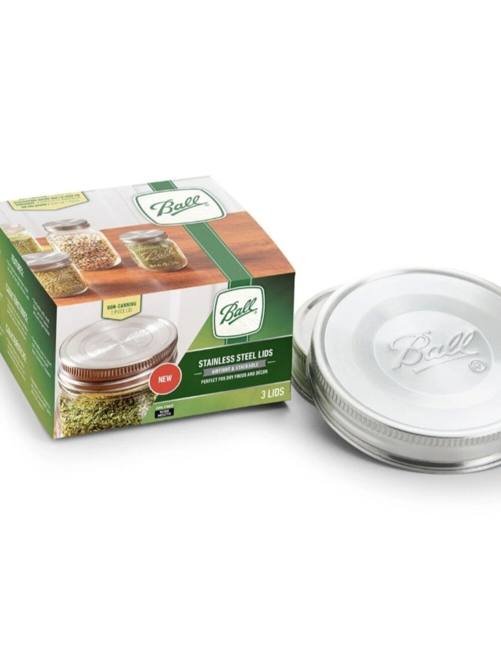 Ball Stainless Steel Mason Jar Lids - Silver. Wide mouth